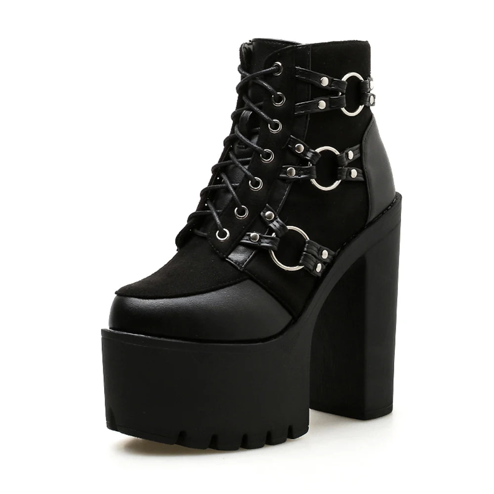 Women's Gothic Biker High Heel Boots