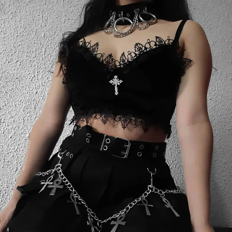 Top gótico terciopelo negro