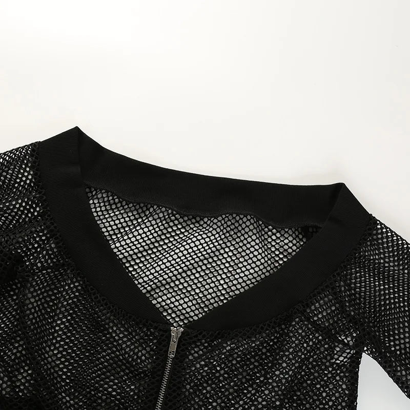 Punk crop top with long sleeves