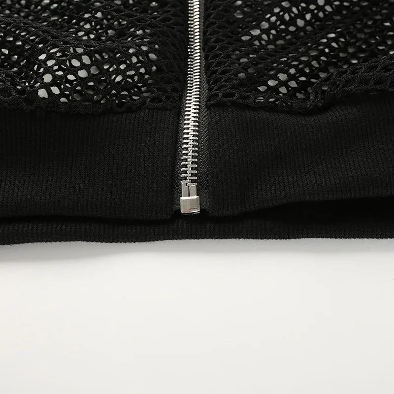 Punk crop top with long sleeves