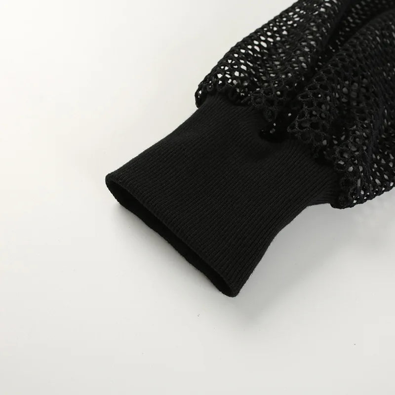 Punk crop top with long sleeves