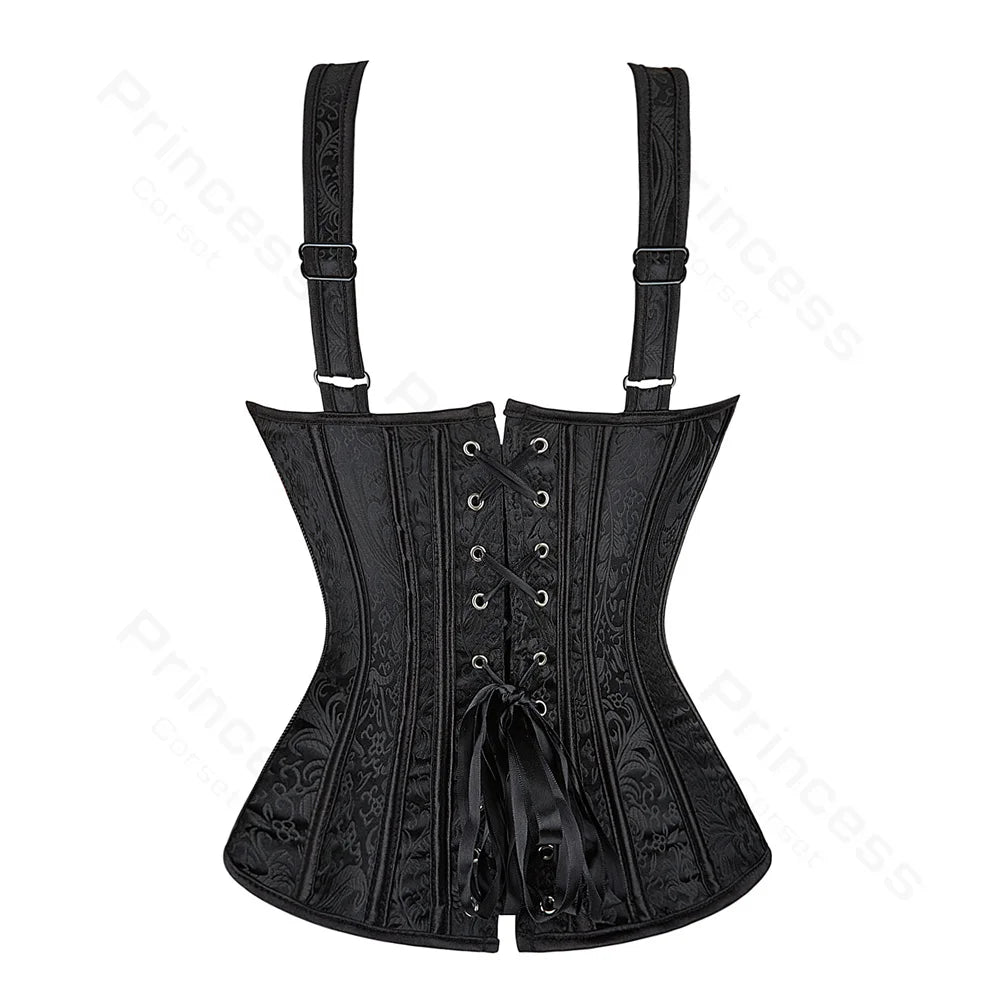 Women's corset - black flower
