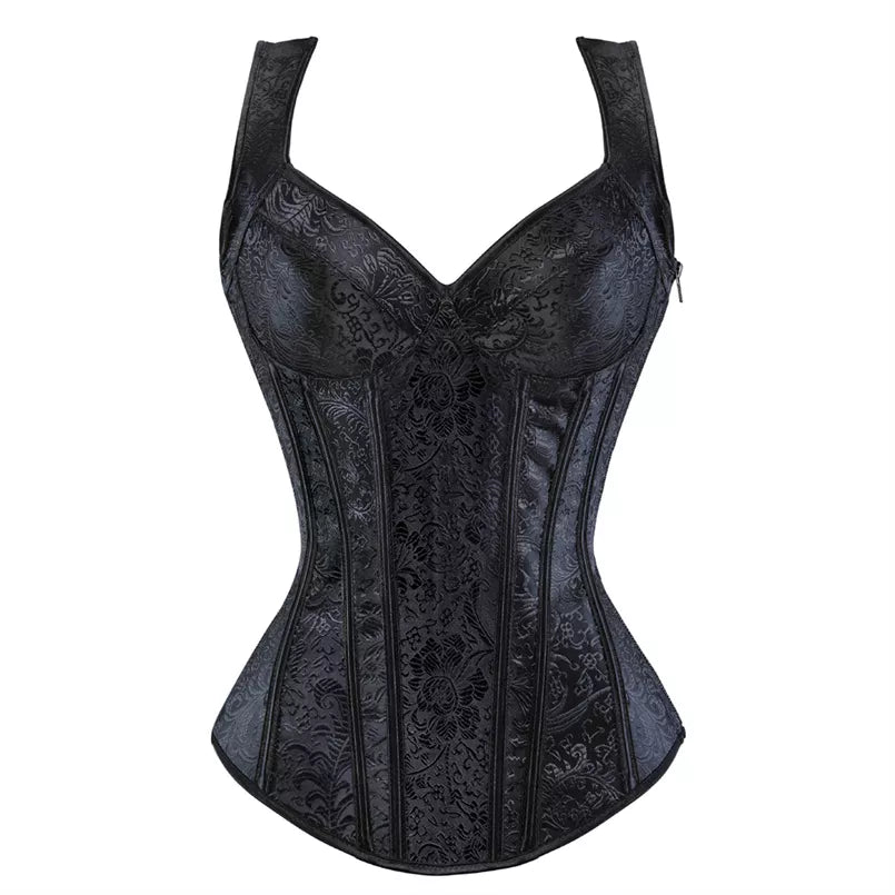 Women's corset - black flower