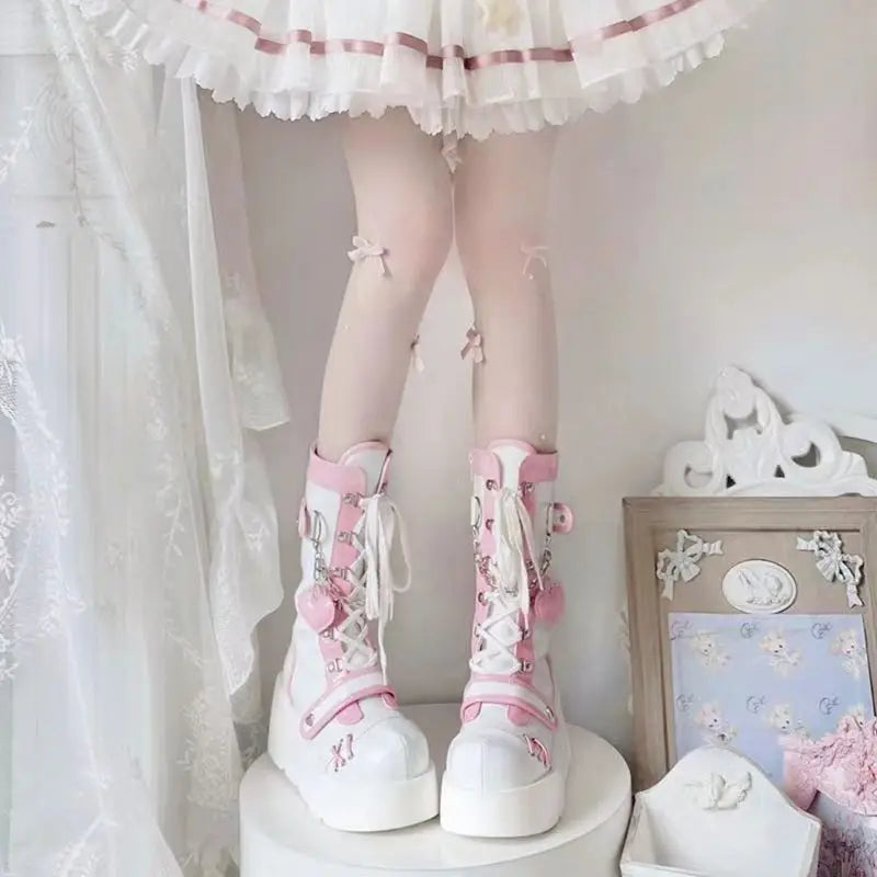Kawaii Platform Gothic Shoes - Pink