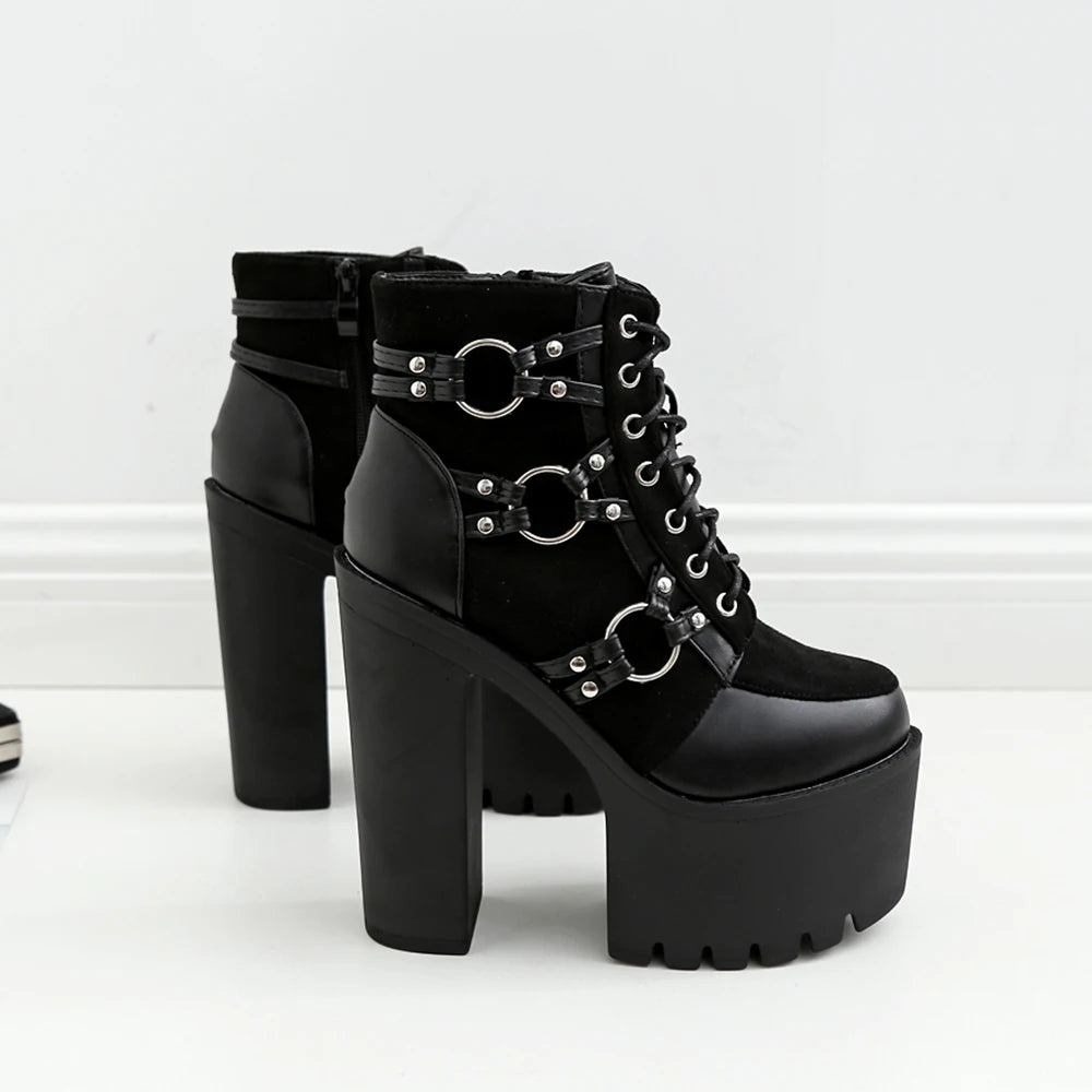 Women's Gothic Biker High Heel Boots