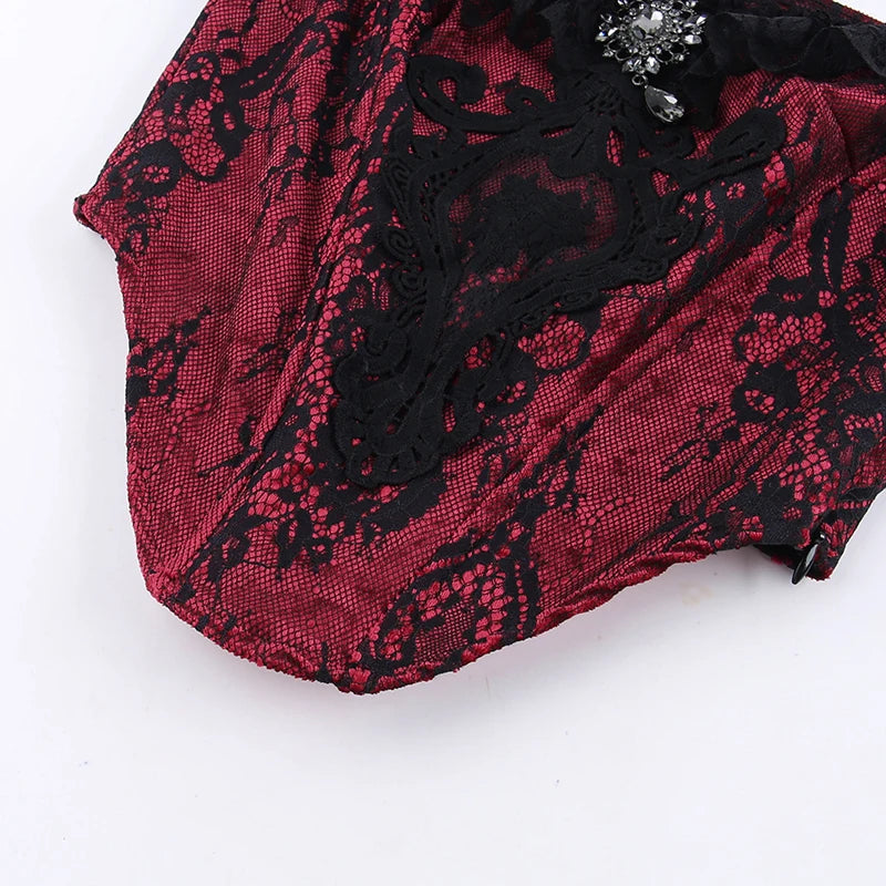 Velvet off-the-shoulder blouse - ruby red