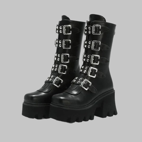 ZAPATOS GÓTICOS NEGROS SUELA GRUESA