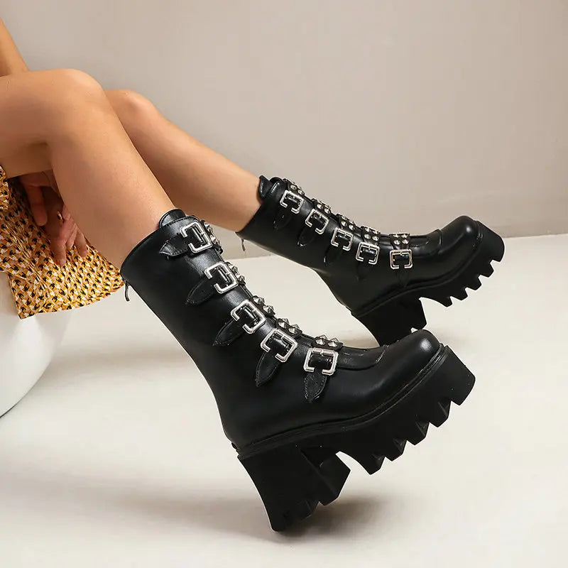 ZAPATOS GÓTICOS NEGROS SUELA GRUESA