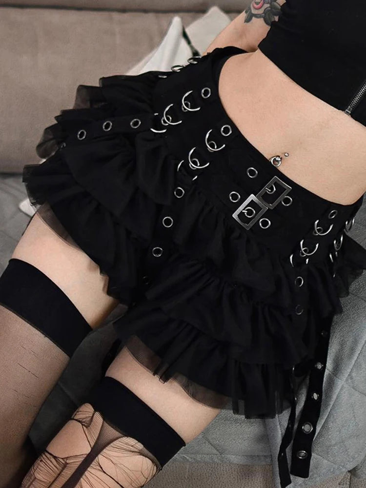 Pleated Gothic Skirt with Chains