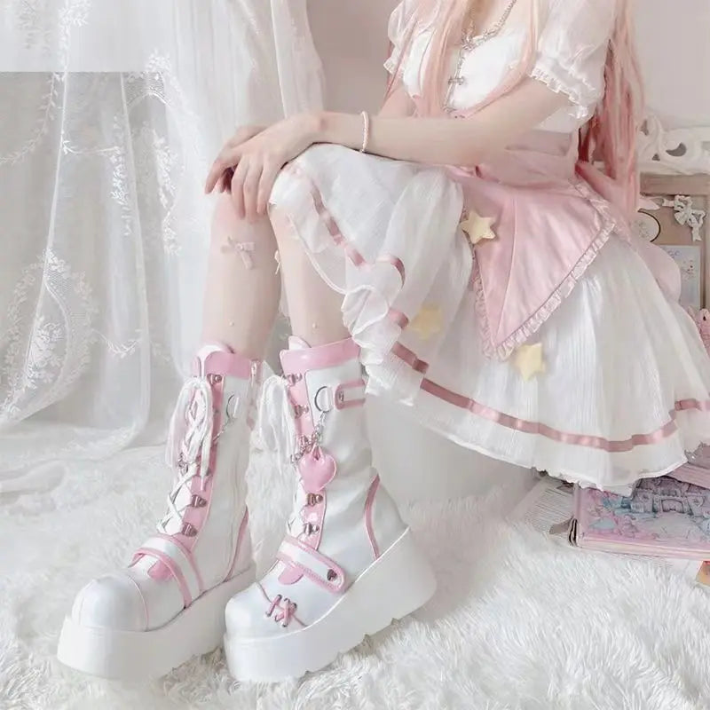 Kawaii Platform Gothic Shoes - Pink