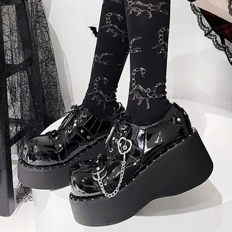 Gothic wedge shoes