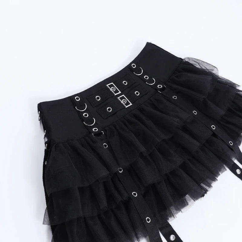 Pleated Gothic Skirt with Chains