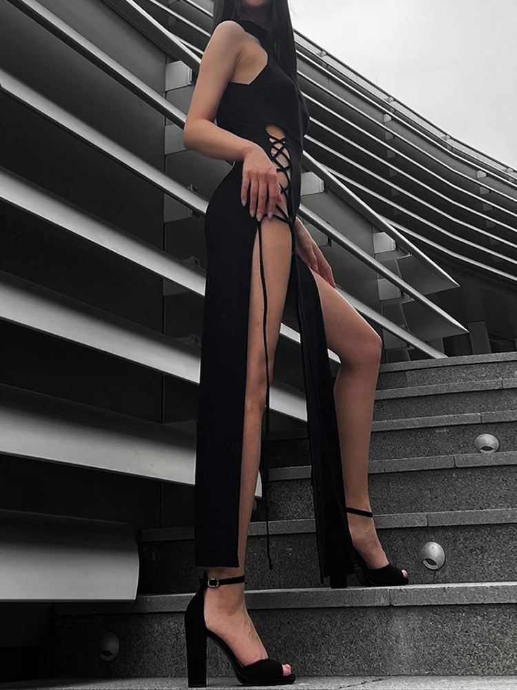 Dark Gothic Dress with Cutout