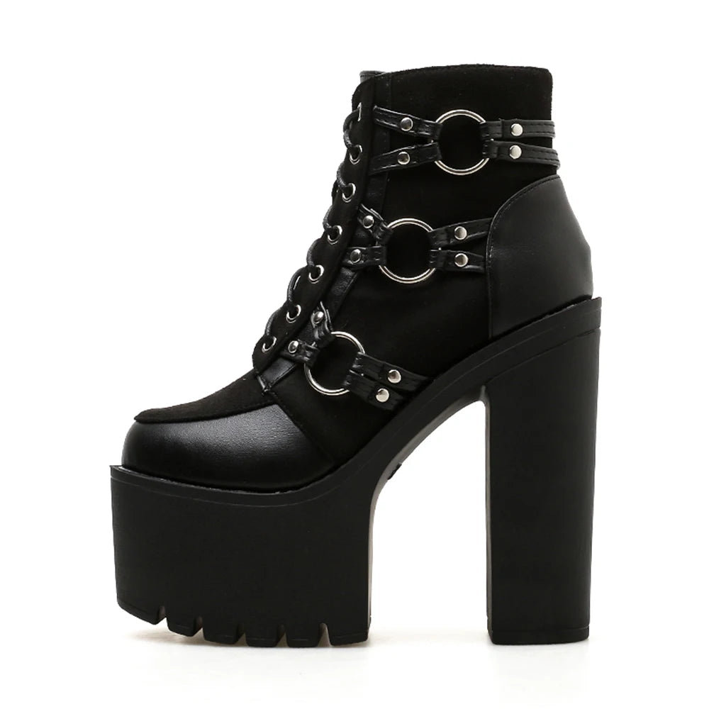 Women's Gothic Biker High Heel Boots