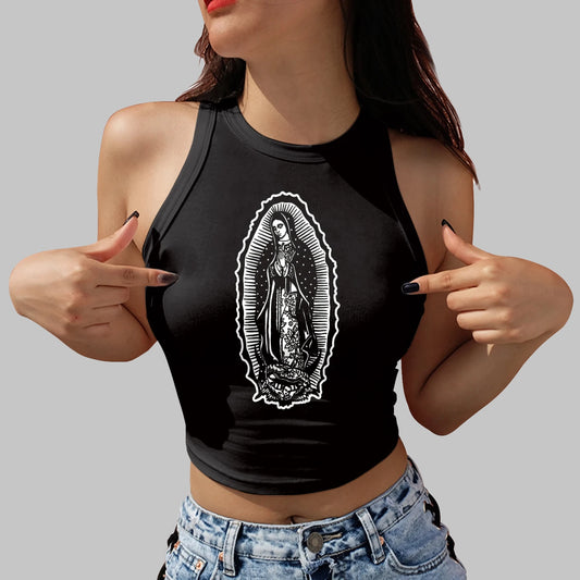 Krótka bluzka goth z motywem Marii Magdaleny