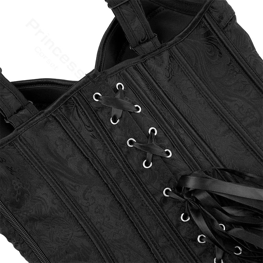 Women's corset - black flower