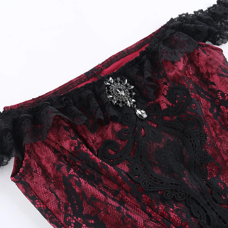Velvet off-the-shoulder blouse - ruby red