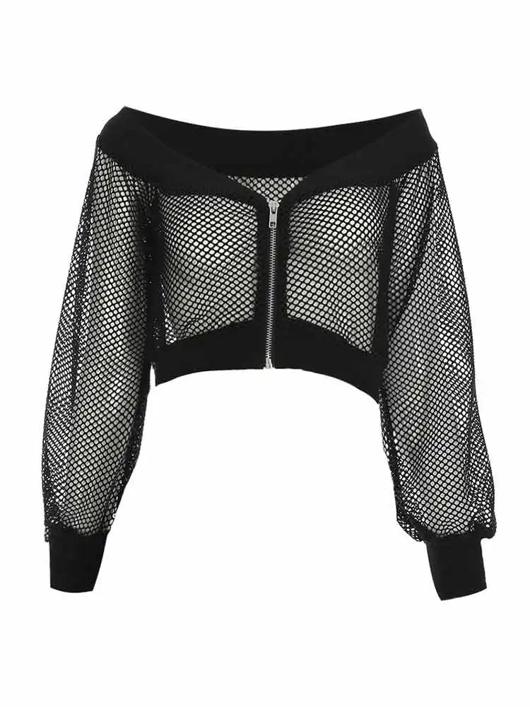 Punk crop top with long sleeves