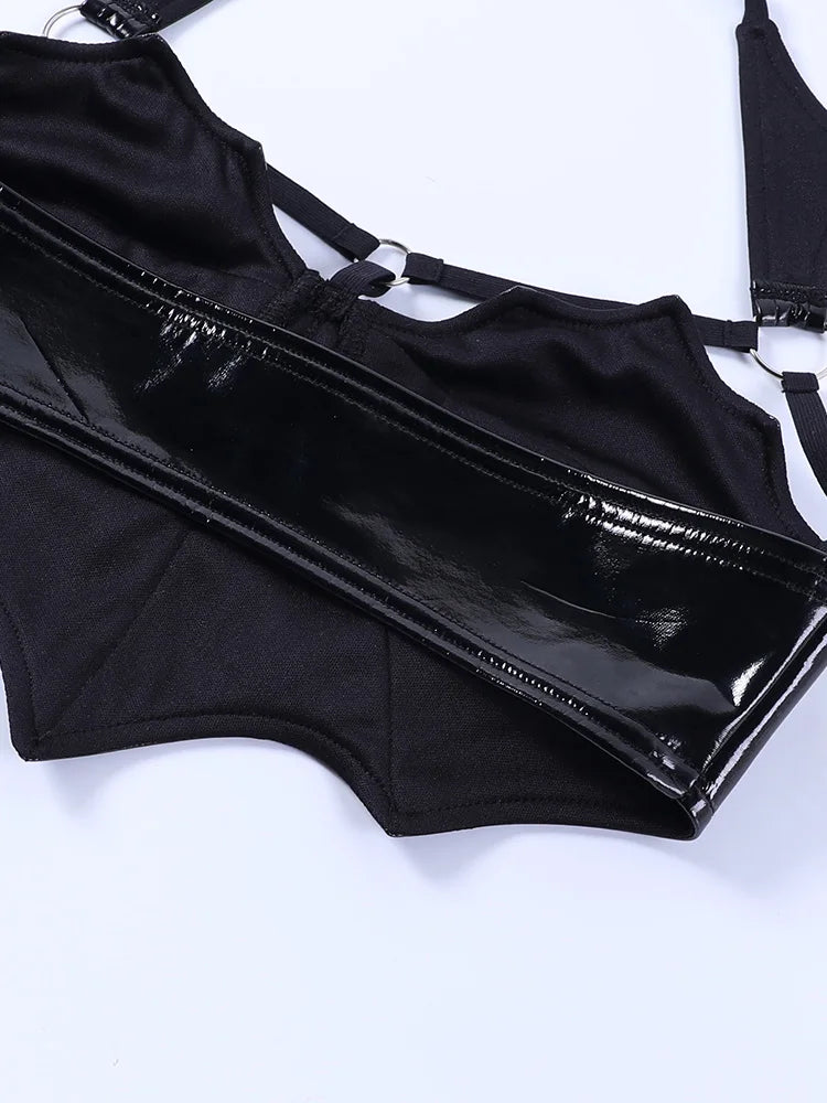 Gothic short top in the shape of a bat