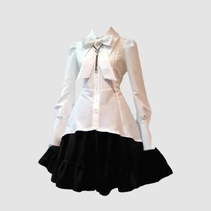 Elegant Gothic Lolita Dress - Black and White