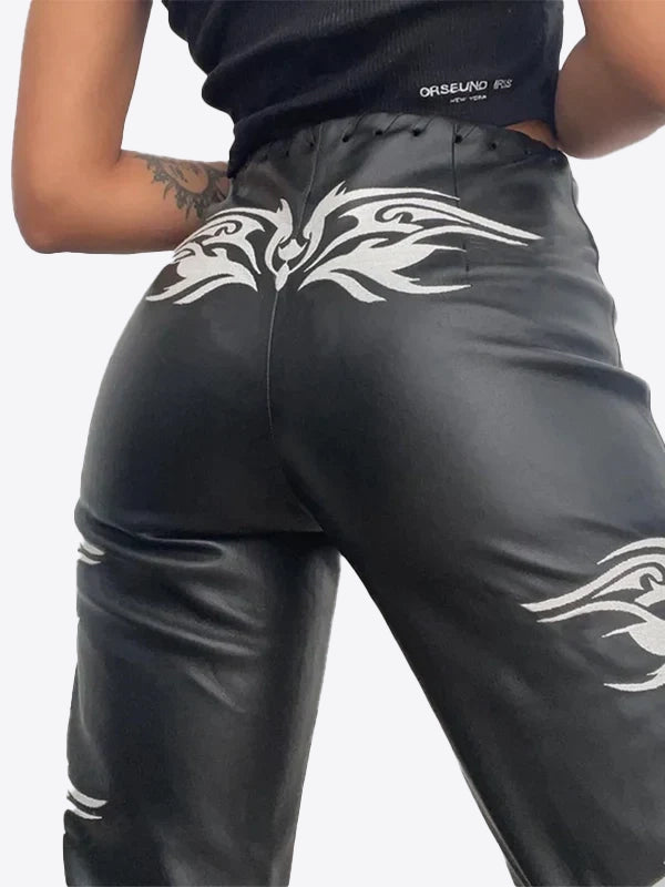 GOTHIC TROUSERS MADE OF ECO LEATHER IN AN URBAN STYLE