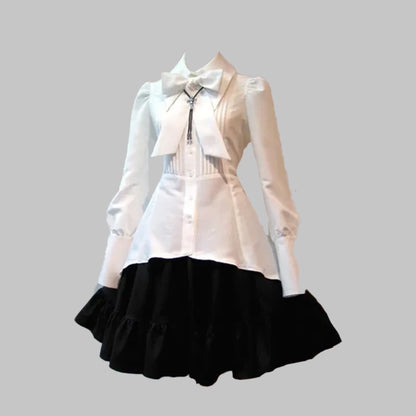 Vestido lolita elegante - blanco y negro