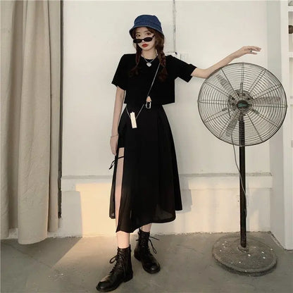 Black long skirt with a cutout