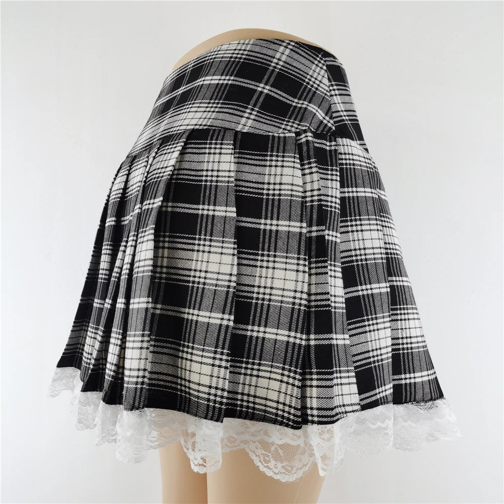 Gothic checkered skirt - black