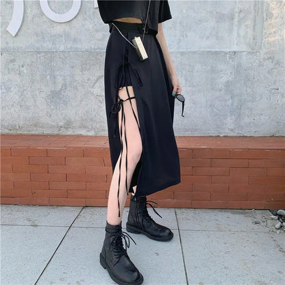 Black long skirt with a cutout