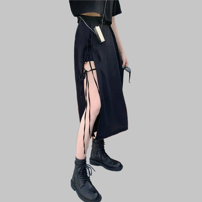 Black long skirt with a cutout