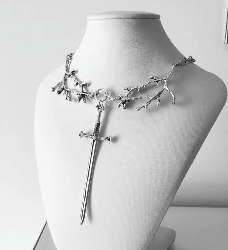 Gothic necklace with a sword motif