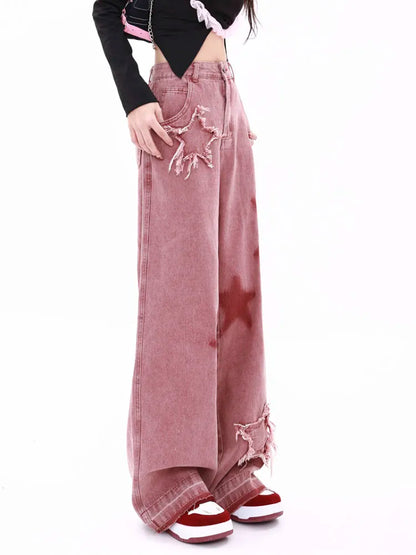 Baggy cargo jeans - pink