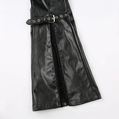 Gothic leather pants - black