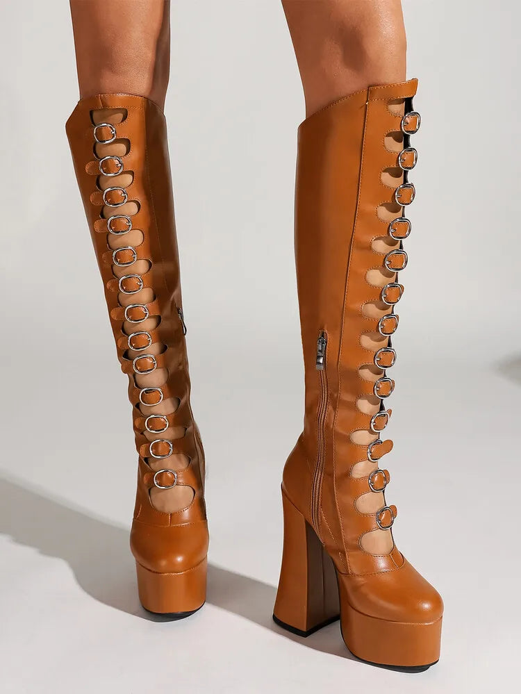 High heel boots - brown