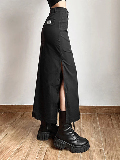 Punk long black skirt