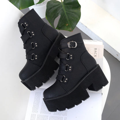 Gothic platform shoes with buckles