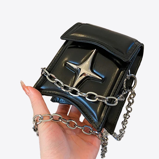 Chain bag with a cross - black