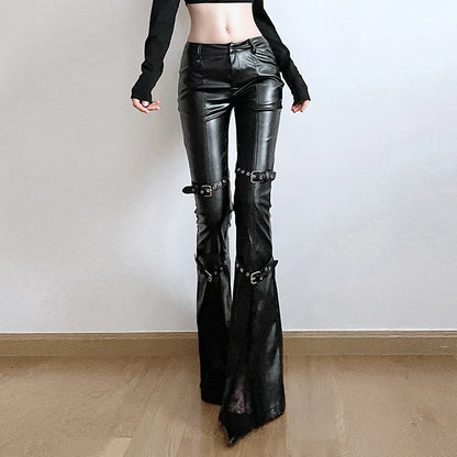 Gothic leather pants - black