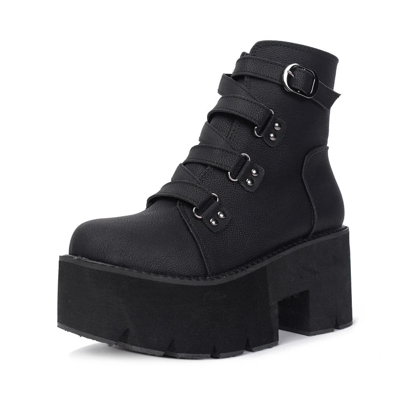 Gothic platform shoes with buckles