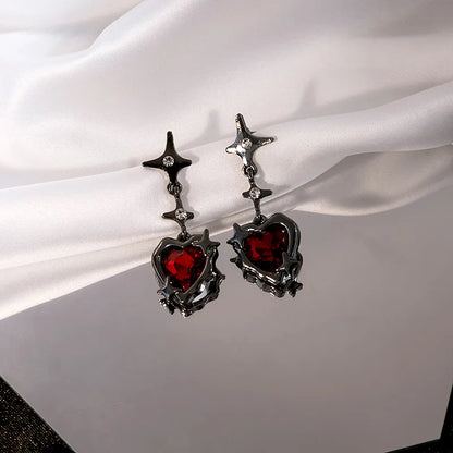 Gothic earrings with a bloody heart