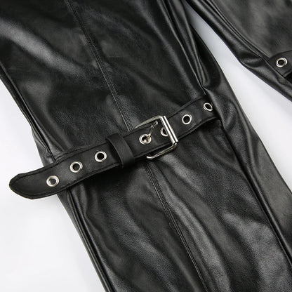 Gothic leather pants - black