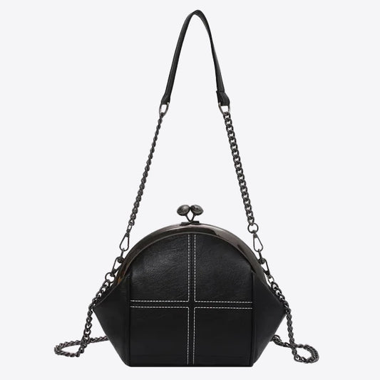 Bolso de hombro con cadena - blanco y negro