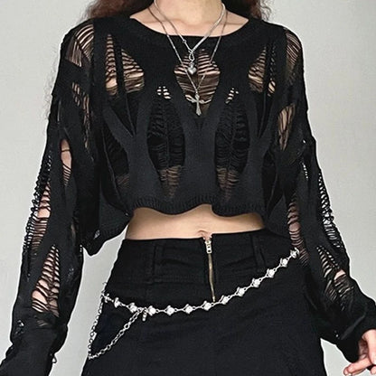 Gothic spring blouse, black