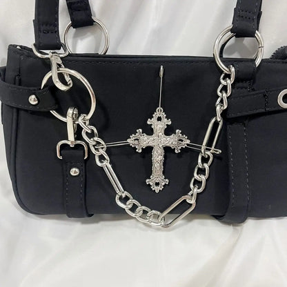 Gothic handbag with a cross