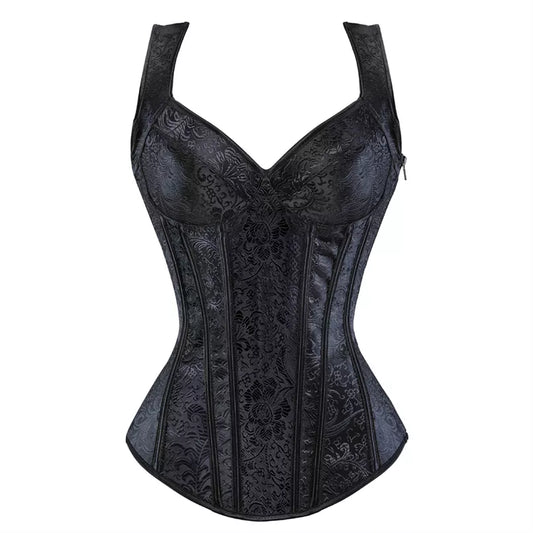 Women's corset - black flower