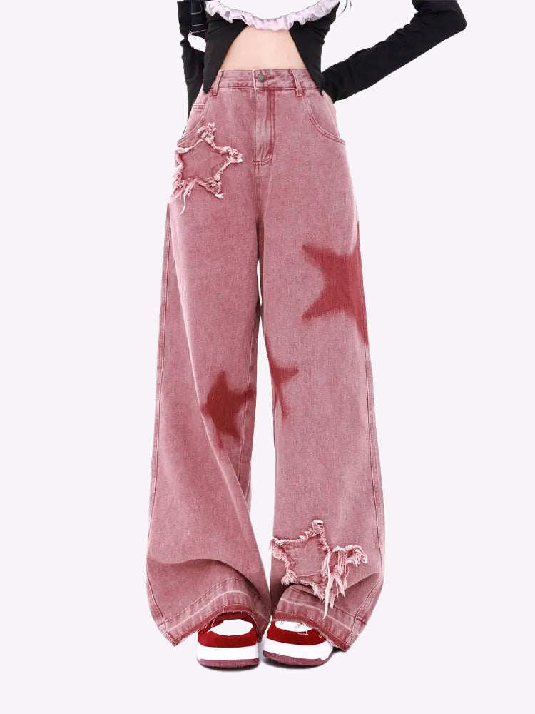 Baggy cargo jeans - pink