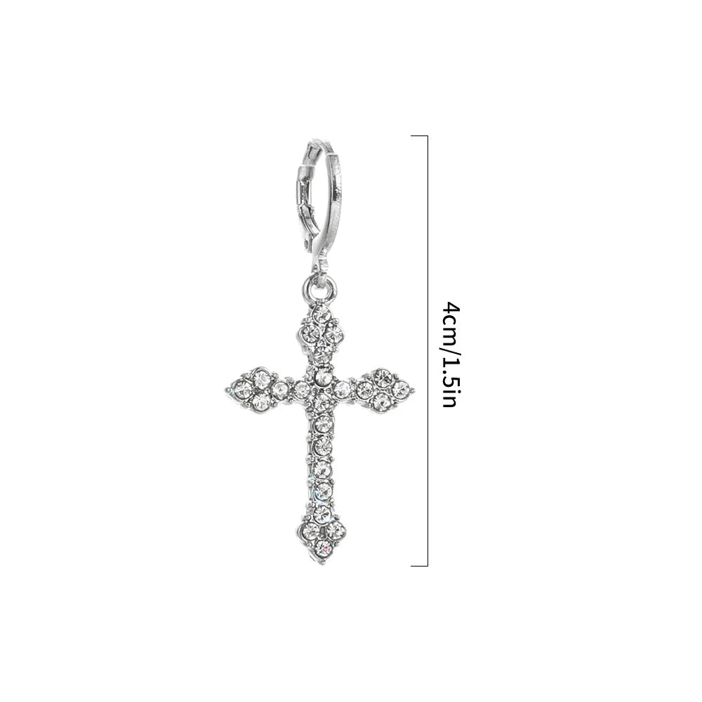 Gothic crystal earrings with a cross motif