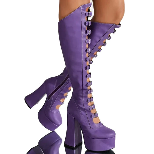 High heel boots - purple