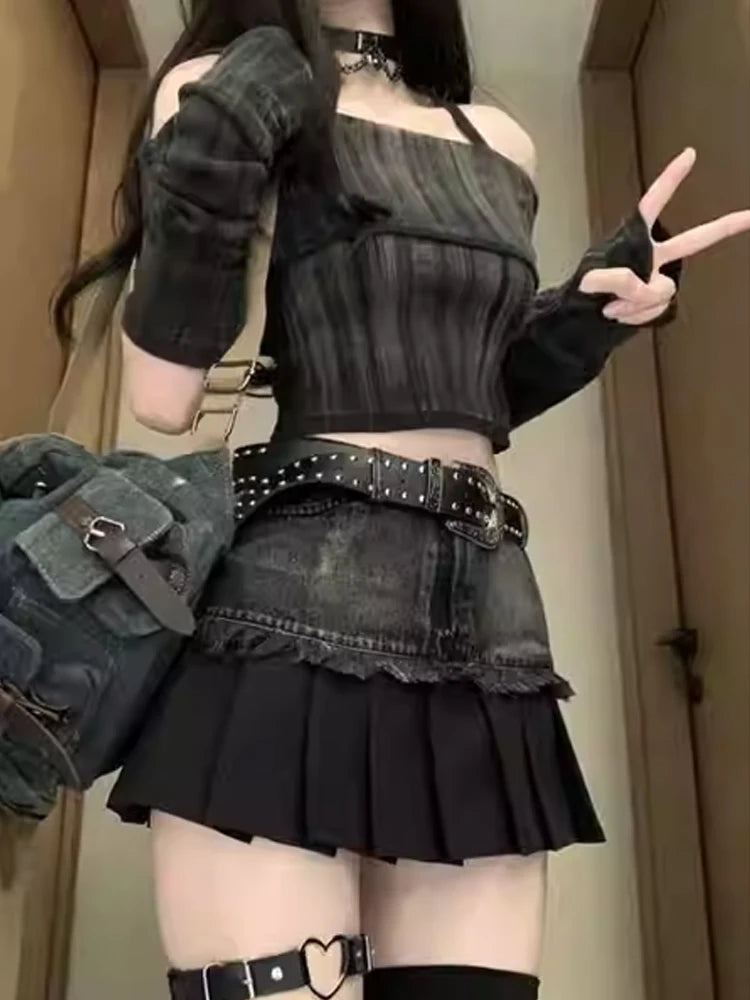 Black gothic mini skirt