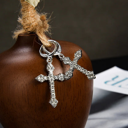 Gothic crystal earrings with a cross motif